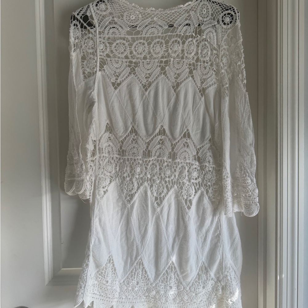 Women’s White Crochet Cover-Up Dress